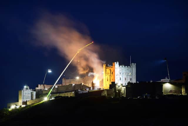 The set is put on fire as part of filming for the new Indiana Jones 5 movie starring Harrison Ford overnight.