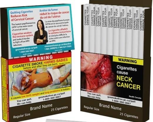 Canada will be the first country to print warnings on individual cigarettes.
