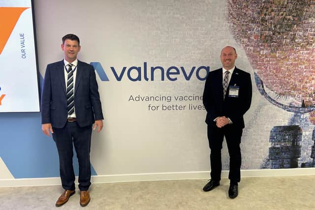 Greig Rooney, Managing Director at Valneva Scotland Ltd, and Scottish Government Health and Social Care Secretary Neil Gray