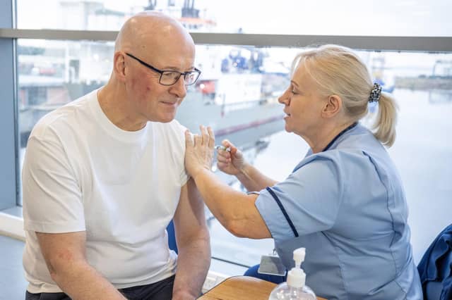 First Minister of Scotland John Swinney receives his winter flu vaccination at the NHS Lothian Vaccination Centre in Edinburgh's Ocean Terminal (Picture: Lesley Martin/Pool/Getty Images)