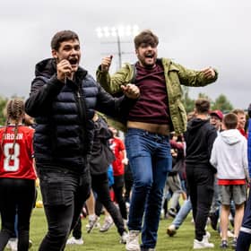 Aberdeen fans invade the pitch after Jack MacKenzie's late winner clinched a 2-1 victory at Livingston  (Photo by Alan Harvey / SNS Group)