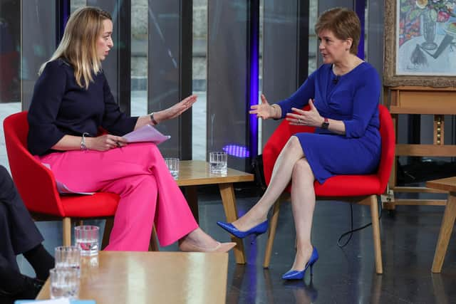 Nicola Sturgeon (right) told Laura Kuenssberg: ‘I detest the Tories and everything they stand for’ (Picture: Russell Cheyne/WPA Pool/Getty Images)