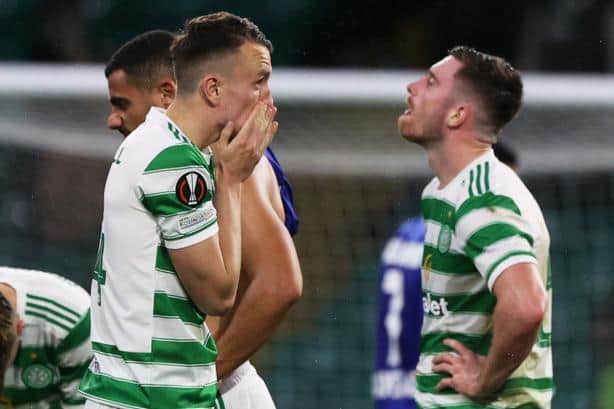 Celtic's David Turnbull and Anthony Ralston during a UEFA Europa League group stage match. (Photo by Craig Williamson / SNS Group)