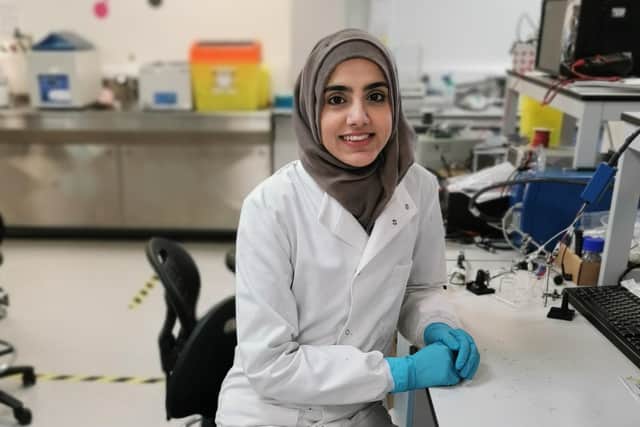 Nimrah Munir from Bathgate is working to tackle glioblastoma, said to be the most common form of primary brain cancer in adults. Picture: contributed.