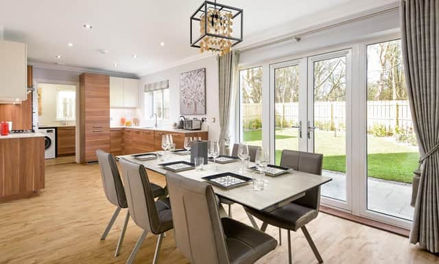 The open-plan kitchen and dining space in the Hazel. Image: Michael Dickie