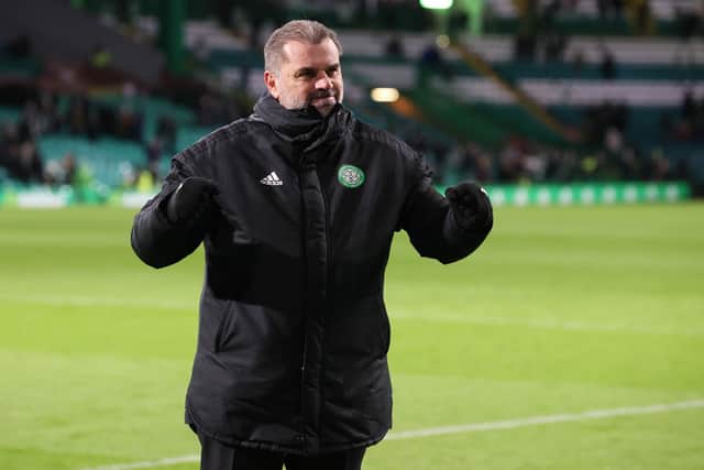 Celtic manager Ange Postecoglou at full time during a Cinch premiership match between Celtic and Aberdeen at Celtic Park, on November 28, 2021, in Glasgow, Scotland.  (Photo by Alan Harvey / SNS Group)