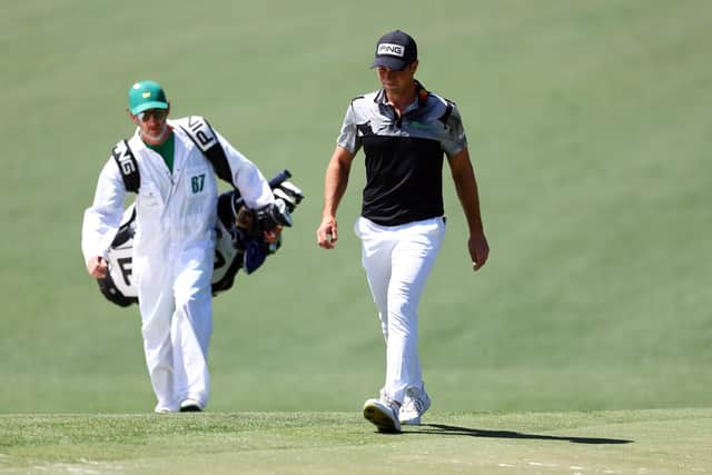 A dejected Viktor Hovland on the second hole in the second round of the 2024 Masters Tournament at Augusta National Golf Club. Picture: Maddie Meyer/Getty Images.