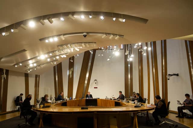 Alex Salmond makes his opening statement to the Scottish Parliament committee at examining the government's handling of harassment allegations against him. Picture: Andy Buchanan/Getty