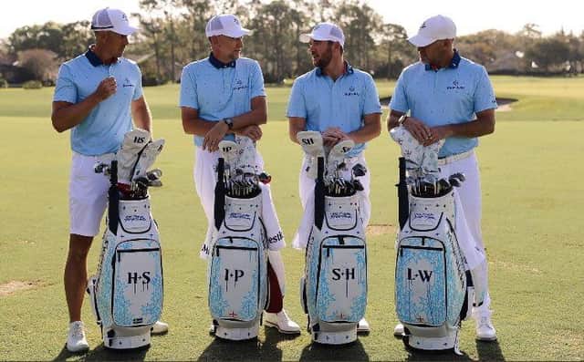 The Mavericks - Henrik Stenson, Ian Poulter, Sam Horsfield and Lee Westwood - have turned up in Mexico for the LIV Golf League season-opener in new team colours. Picture: LIv Golf GO