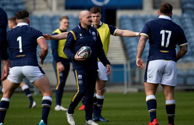 Head coach Gregor Townsend oversees Scotland training at BT Murrayfield. Picture: Craig Williamson/SNS