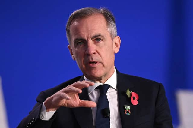 Mark Carney, the UN special envoy for climate action and finance, addresses COP26. Picture: Daniel Leal-Olivas/AFP/Getty