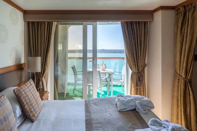 Some cabins have a balcony to enjoy a sea view. Pic: Mark Bolton Photography