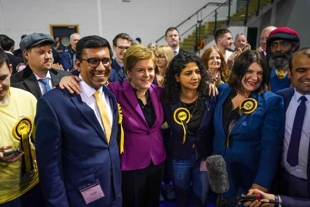 Nicola Sturgeon celebrates after the SNP added to its number of councillors (Picture: Peter Summers/Getty Images)