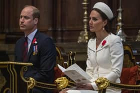 The Duke and Duchess of Cambridge attending the Service of Commemoration and Thanksgiving commemorating Anzac Day at Westminster Abbey.  Picture date: Monday April 25, 2022.