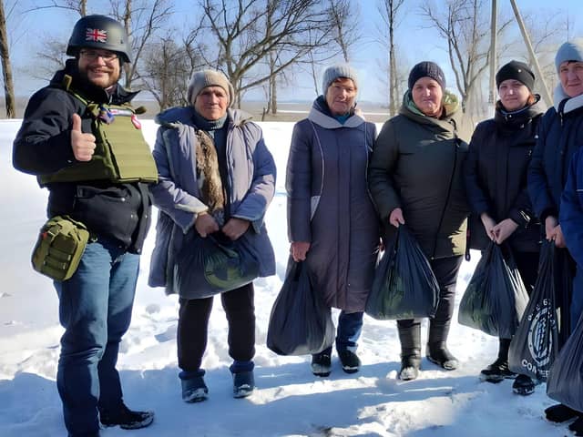 Oleg Dmitriev, of Sunflower Scotland, delivering aid to Novooleksandrivka village near Vovchansk in February last year.