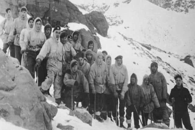 Picture of RAF Mountain Rescue at Beinn Eighe in 1951, when a Lancaster bomber crashed killing eight men. PIC: Joss Gosling