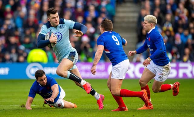 Scotland's Blair Kinghorn in action against France in the Guinness Six Nations this month.