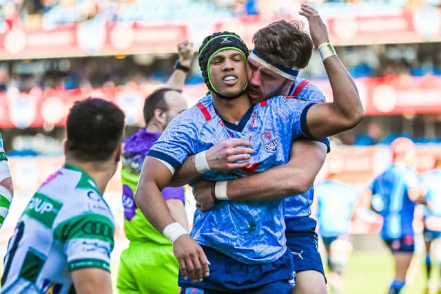 Kurt-Lee Arendse scored a try but was also injured in the Vodacom Bulls' URC quarter-final win over Benetton. He returns for the final.  (Photo by Steve Haag Sports/INPHO/Shutterstock)