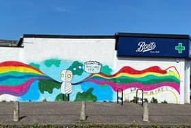 The colourful mural in Cardonald replaced racist graffiti with a more hopeful, positive message: 'Racism's kind of *****, isn't it?' on Saturday evening.