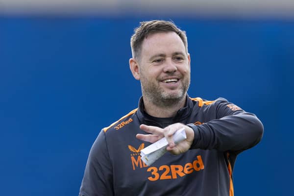 Rangers manager Michael Beale takes training ahead of tomorrow's Champions League third qualifying round second leg at Servette. (Photo by Craig Foy / SNS Group)