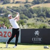 Connor Syme tees off on the seventh hole during day four of the Cazoo Open at Celtic Manor Resort in Newport. Picture; Warren Little/Getty Images.