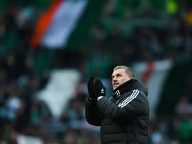Celtic manager Ange Postecoglou applauds the fans after the 5-0 win over Morton in the Scottish Cup. (Photo by Ross MacDonald / SNS Group)