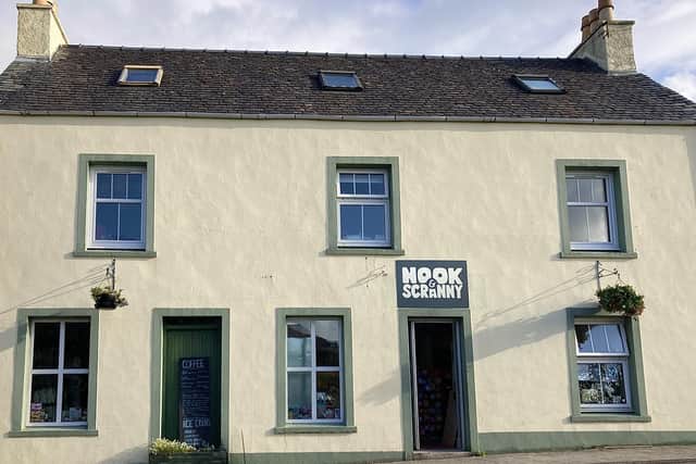 Nook & Scranny, founded by Laura Burt and Graham Kay, occupies a prime spot opposite the Isle of Harris Gin Distillery in the village of Tarbert.