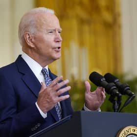 Joe Biden's decision to withdraw troops from Afghanistan was followed by a swift victory for the Taliban (Picture: Susan Walsh/Associated Press)