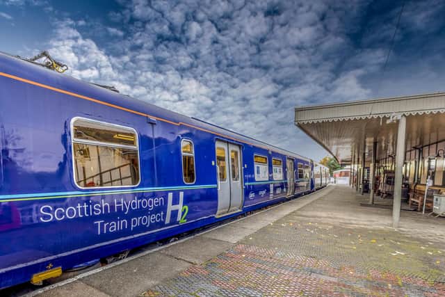 The train is powered by green hydrogen specially produced on site at Bo'ness. Picture: Ballard Motive Solutions