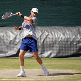 Cameron Norrie practices for today's Wimbledon semi-final, the biggest game of his life