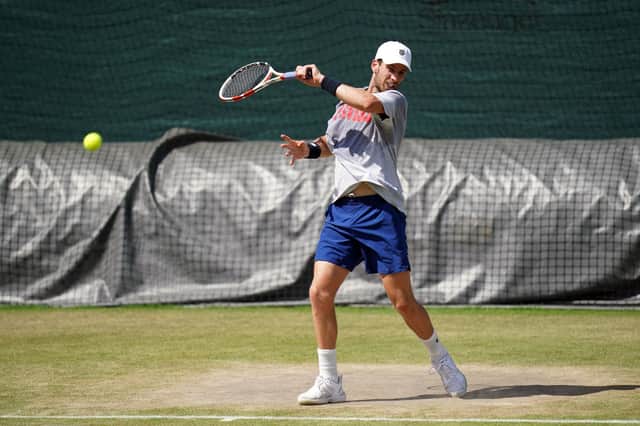 Cameron Norrie practices for today's Wimbledon semi-final, the biggest game of his life