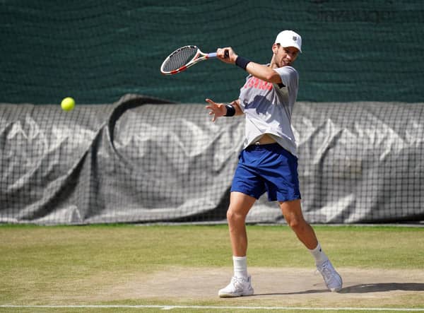 Cameron Norrie practices for today's Wimbledon semi-final, the biggest game of his life