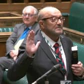 George Galloway takes his seat in the House of Commons, London, after his by-election victory in Rochdale.