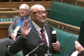 George Galloway takes his seat in the House of Commons, London, after his by-election victory in Rochdale.