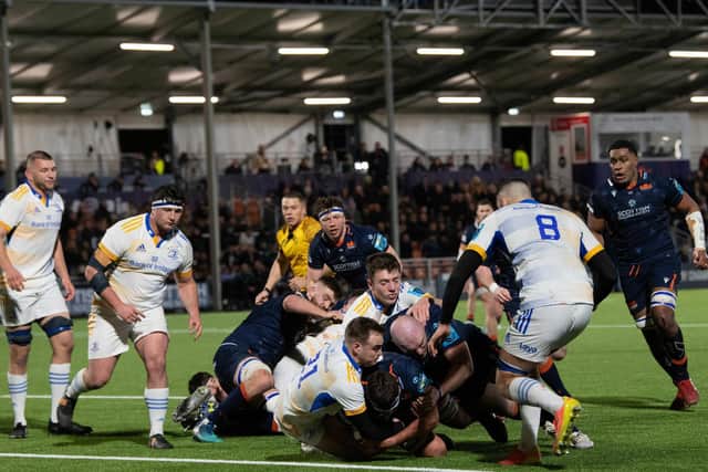Sam Skinner's late try earned Edinburgh a bonus point as they lost 47-27 at home to Leinster. (Photo by Ross Parker / SNS Group)