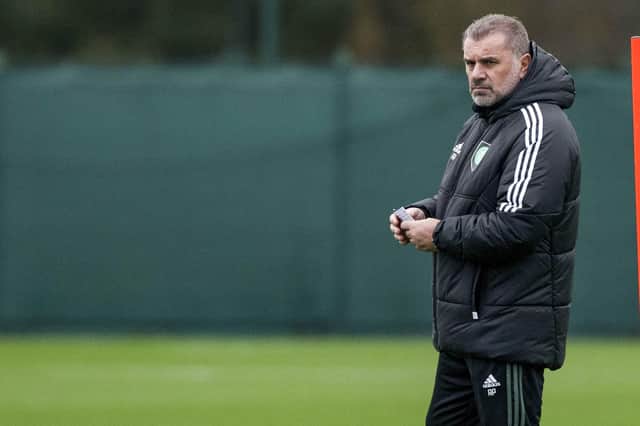 Ange Postecoglou at training at Lennoxtown yesterday. "If the players can handle that they can negotiate anything," he said with reference to Celtic's recent busy spell  (Photo by Craig Williamson / SNS Group)