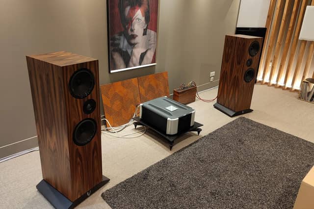 Living Voice’s R80 pictured in the listening room of Edinburgh audio dealer Loud & Clear.