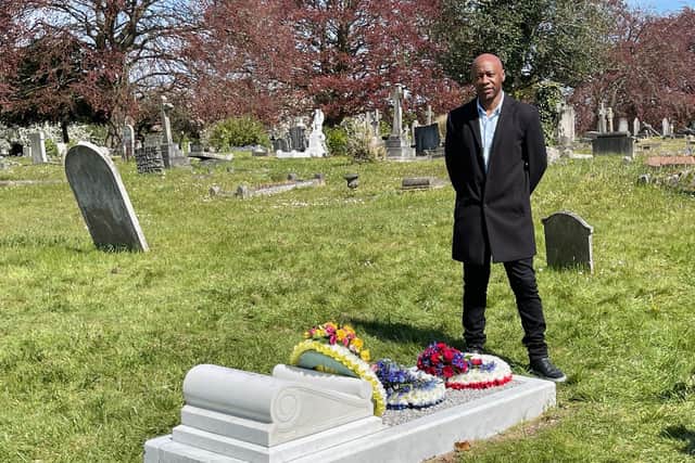 Visiting the grave of Andrew Watson, Scotland's pioneer black footballer