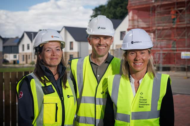 Eve McCurrich, managing director of Whiteburn; Colin Bennett, investment director at Housing Growth Partnership; Nicola Douglas, executive director - sustainable investment at the Scottish National Investment Bank (SNIB).