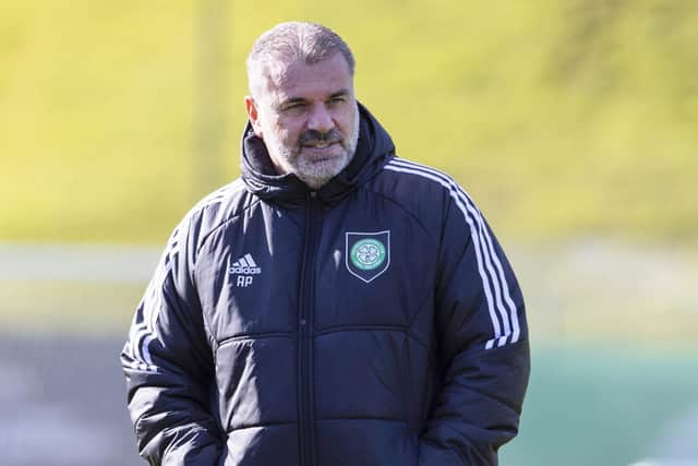 Celtic manager Ange Postecoglou oversees training at Lennoxtown. Photo by Alan Harvey / SNS Group