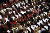Graduates from Edinburgh University celebrate after a graduation ceremony at the McEwan Hall in the centre of Edinburgh. Picture: PA