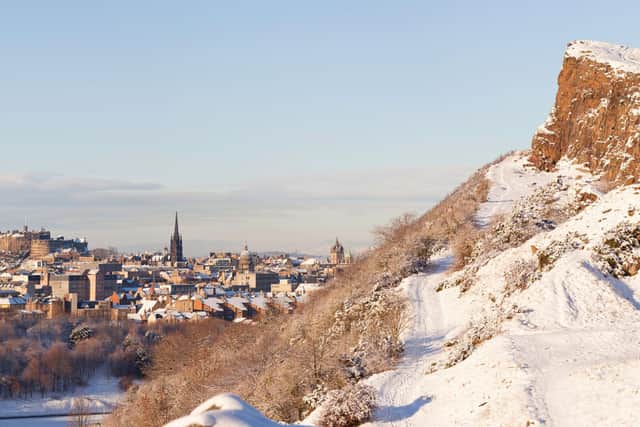 A covering of snow turns Edinburgh into a winter wonderland.