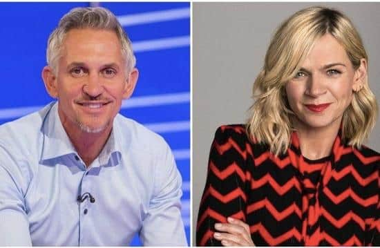 Gary Lineker, left, and Zoe Ball, right.