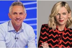 Gary Lineker, left, and Zoe Ball, right.
