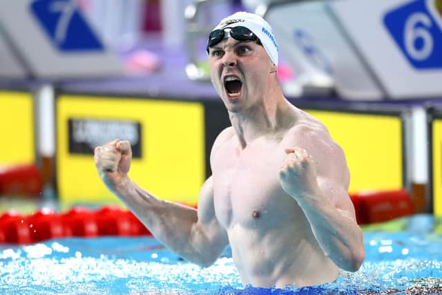Scotland's Ross Murdoch celebrates winning bronze in the Men's 200m Breaststroke Final. (Photo by Shaun Botterill/Getty Images)