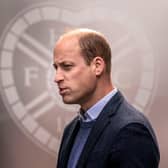 Prince William reacts during his visit to Hearts Football Club in Edinburgh, where he learned about 'The Changing Room' programme launched by the Scottish Association for Mental Health in 2018. (Photo by Jane Barlow / POOL / AFP)