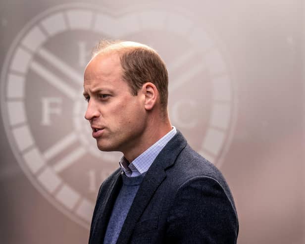 Prince William reacts during his visit to Hearts Football Club in Edinburgh, where he learned about 'The Changing Room' programme launched by the Scottish Association for Mental Health in 2018. (Photo by Jane Barlow / POOL / AFP)