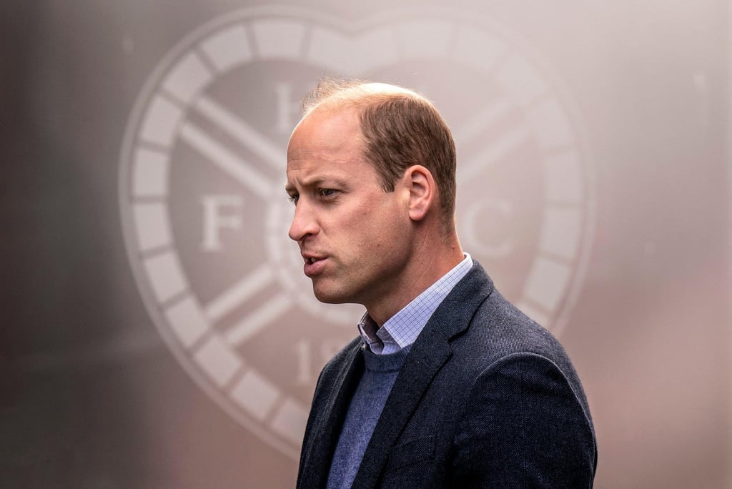 Prince William visits Hearts stadium in Edinburgh and speaks to participants of mens mental health project