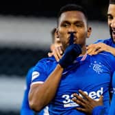 Alfredo Morelos celebrates after scoring to make it 2-0 Rangers during a Scottish Premiership match between St Mirren and Rangers at the SMISA Stadium, on December 30, 2020, in Paisley, Scotland. (Photo by Alan Harvey / SNS Group)