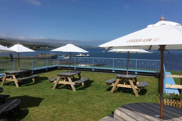 The hotel's terrace has beautiful views over Small Isles Bay.